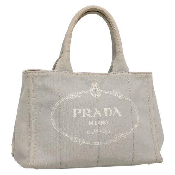 PRADA Canapa PM Hand Bag Canvas 2way Gray - Picture 1 of 16